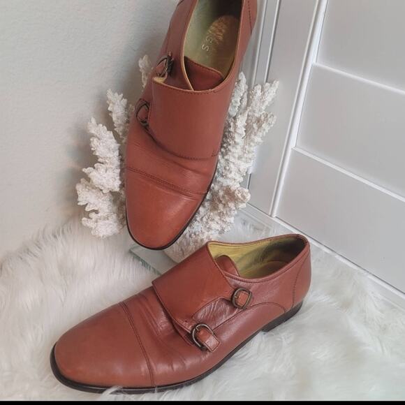 REISS Cognac Rivington Leather Double Monk Strap Dress Shoes Almond Toe Formal main image 7